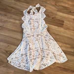 Saratoga Sundress white lace Open Back A line szM